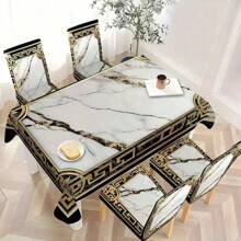 1/4/5/6/7pcs Fashionable Simple European And American Style Printed Chair Covers / Chair Cover Set, Suitable For Indoor Home Restaurant, Hotel Modern Daily Decoration. Tablecloth Suitable For Square Tables, Elastic Chair Covers Can Be Washed