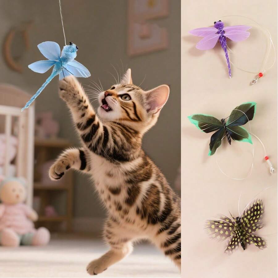 1 件猫玩具 - 昆虫设计,夹式设计,无需额外工具即可轻松安装,外观逼真,适合猫咪 - 彩色 - 查看 1