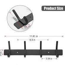 Wall Hooks 4 Tri Hangers Vertical Metal Rack Wall Mount For Coat Towel Hat Jacket Backpack Bag Black - 黑色 - 查看 5