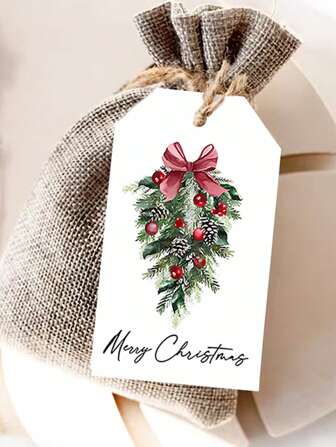 20pcs Christmas Pine Cone Wreath Gift Tags - With 5m Long Jute Twine, Multiscene Christmas Pine Cone & Bow Tags - Holiday Hanging Decor Tags, Gift Wrapping Decoration And Box Decoration Cards | Perfect For Christmas Holiday, New Year Gift Decoration