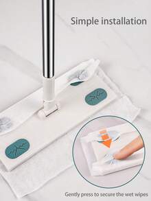 20 piezas/paquete Toallitas húmedas, 30 piezas/paquete Toallitas secas, Mopa plana multifuncional para uso doméstico, Mopa desechable giratoria de manos libres para húmedo y seco