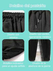 Conjunto de camiseta de manga corta con cuello redondo y estampado de letras, y pantalones cortos casuales para hombre. Conjunto de 3 piezas de verano para hombre - Verde - Ver 11