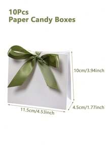 10 Stück weiße Kraftpapiertüten, weiß/gold/rote Schleifenband-Dekor Geschenktüten, Geburtstagsfest Geschenkverpackung, Hochzeitsgeschenkverpackung, Kosmetiktaschen, wiederverwendbare Geschenktüten für Geburtstag, Partys, Brautparty und Geschenke für Freunde, Geburtstagsfest-Gastgeschenke