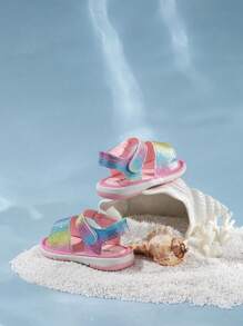 GENGASUN 1 pieza Sandalias informales para niños pequeños, zapatos de moda con arcoíris para niñas pequeñas para el verano