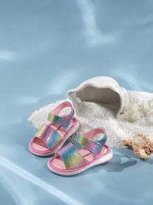 GENGASUN 1 pieza Sandalias informales para niños pequeños, zapatos de moda con arcoíris para niñas pequeñas para el verano