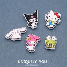 Sanrio 5pcs Cute KT Cat PVC Shoe Charms, Cartoon Hole Shoes Decorations, Travel & Beach Shoes Accessories Back To School