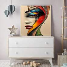 5D Diamond Painting Kit, Modern Women's Face Abstract Art Theme, Round Diamond Embroidery Art, DIY Full Diamond Painting Cloth, Diamond Art Painting Mosaic Crafts, Handicraft Gifts, Suitable For Living Room, Bedroom And Office DIY Cross Stitch Wall Decoration Art With Diamonds Can Help You Add Fun To Your Decoration