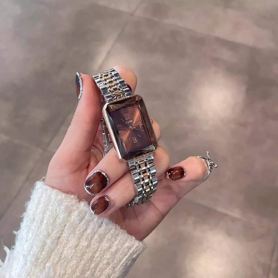 [CILOA] 2025 New Style Ladies Exquisite High-End Small Square Waterproof Watch - Cà phê nâu - Xem 1