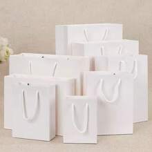 10 piezas Bolsas de regalo blancas con asas - Artesanos, organizadores de fiestas, regaladores, excelentes para bodas, cumpleaños, fiestas, manualidades, dar regalos y almacenamiento de joyas - Rosa Kraft (4 x 5 x 2 pulgadas) Bolsas pequeñas a medianas para favores de fiesta