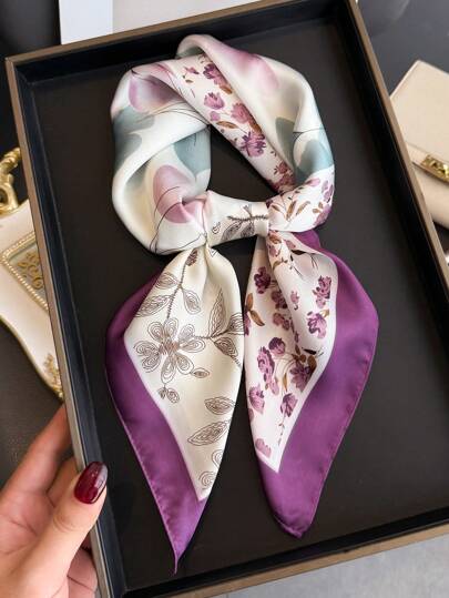 1pc Vintage And Fashionable Leopard Print Animal Print Satin Square Scarf Headband Bandana, Versatile Women's Silk Imitation Scarf Shawl For Tourism, Vacation, Leisure, And Leisure,Head Scarf, Daily Commuting Small Collar, Fashionable Handbag Decoration Bag Ribbon, Holiday Gift For Mothers And Elders