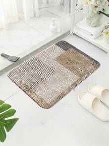 1 件现代几何跑步垫 - 柔软仿羊羔绒面料，防滑 TPR 背衬，米灰色，矩形，适用于客厅、卧室、走廊或户外空间，易于清洁的家居装饰垫入口装饰