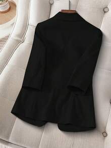 HOMEYEE Áo khoác blazer nữ cài một hàng khuy, kiểu dáng công sở thanh lịch, cổ điển, thường ngày, phù hợp cho kỳ nghỉ, cỡ lớn, màu đen, mùa xuân. - màu đen - Xem 2