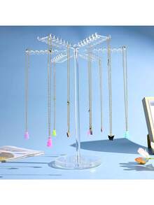 1pc Hexagon Acrylic Necklace Display Stand, Tabletop Jewelry, Bracelet Rack, Jewelry Organizer, Holder, Can Display 84pcs