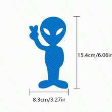 Alien Peace Sign High Reflective Sticker, Maintain Distance Car Decal Suitable For Windows, Bumpers, Outdoor Use, Cars, Helmets, Motorcycles, Rear Windshield - one-size - View 4