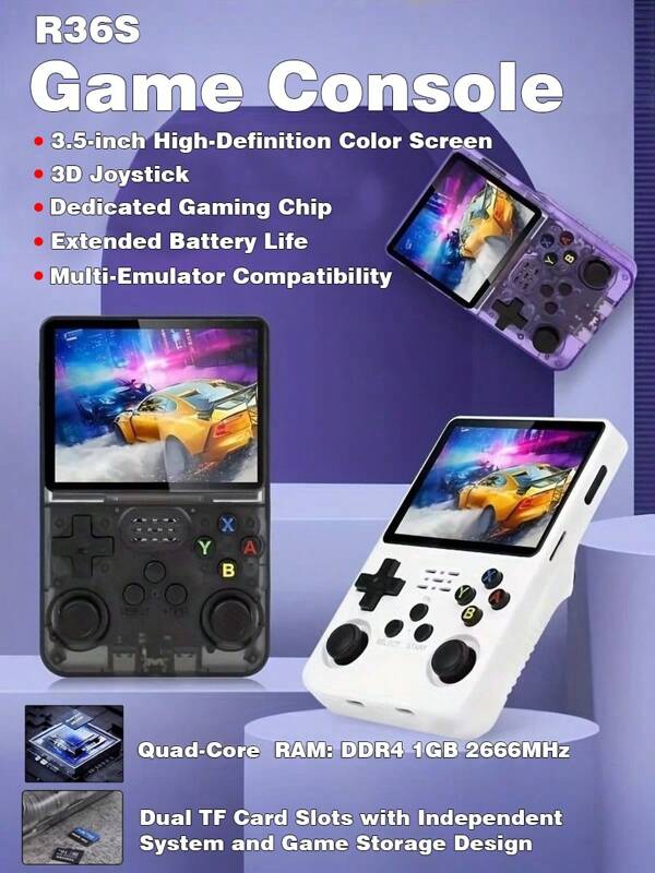 R36S Retro-Handheld-Spielkonssole mit Linux-System, 3,5-Zoll-IPS-Bildschirm, über 15.000 Spiele, tragbarer Taschen-Videospieler (128 GB oder 64 GB)