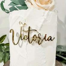 1 件定制亚克力蛋糕装饰，激光切割名字装饰，金色外观生日蛋糕装饰，蛋糕挂饰，蛋糕装饰 - 彩色 - 查看 1