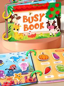 儿童安静书可反复撕贴纸书钩环配对益智玩具启蒙益智忙碌书早教益智玩具