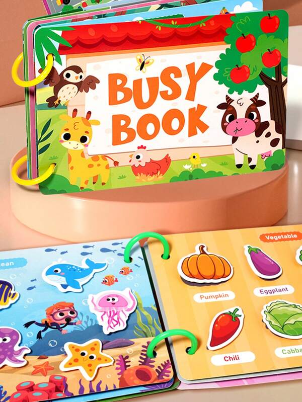 Children's Quiet Book, Repeated Tearing Sticker Book, Hook And Loop Matching Puzzle Toys, Enlightenment, Educational Busy Book, Early Education Puzzle Toys