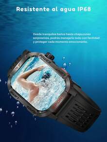 Reloj inteligente resistente para hombres Effeokki con llamadas inalámbricas, pantalla IPS de 2.01 pulgadas, talla grande de 100 modos deportivos, rastreador de actividad física, altitud, presión atmosférica, brújula, linterna LED, resistente al agua IP68, compatible con iPhone y Android para exteriores y aventura - Negro - Ver 8