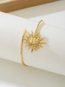 1 pieza Brazalete metálico con forma de sol de estilo vintage y único para mujeres