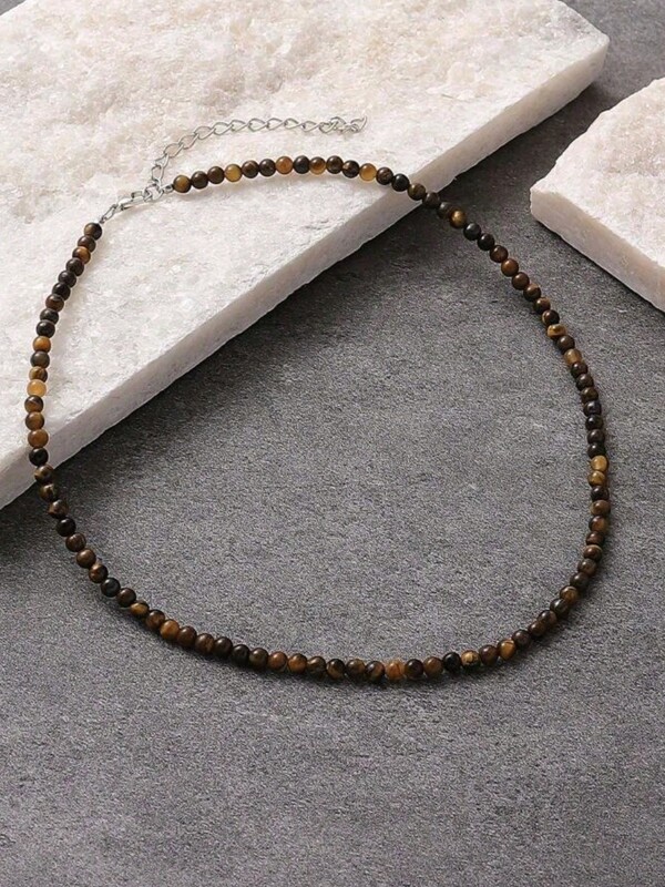 1 colar de pedra natural com contas estilo boêmio, colar feminino para uso diário/férias