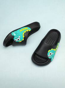 EVA Children's Dinosaur Cartoon Slippers, Lightweight Non-Slip Soft Sole, Casual House Slides, Quick-Dry, Simple Solid Color Thick Sole, Unisex Kids Beach Sandals