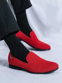 Sapatos sociais masculinos plus size com bico fino, calçados formais da moda, tecido respirável, estilo casual para caminhada, confortáveis para dirigir, cor vermelha, adequados para casamentos