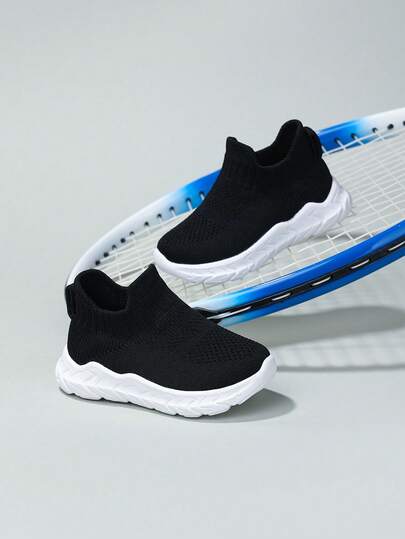 1 Pair Of Breathable Striped Anti-Slip Fabric Slip-On Sports Shoes For Infants, Suitable For All Seasons