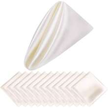 New-2025  12 Piec Satin Napkin Square 20 X 20 Inch Dinner Napkins Weddings Party Napkin Soft Table Napkins For Romantic Weddings Party Dinner Dration (Ivory) - 象牙色 20 x 20 英寸 - 查看 1