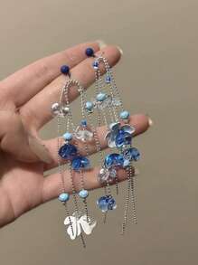Boucles d'oreilles pendantes minimalistes à pampilles colorées en forme d'étoile, à la mode et polyvalentes pour femmes