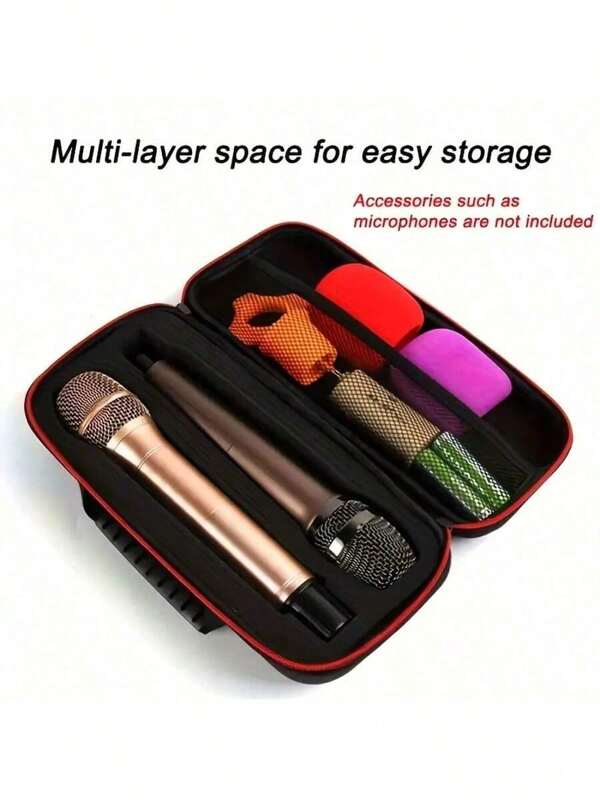 1pc Microphone Storage Bag - EVA Microphone Case, Can Store Guitar Cables, Portable With Handle, Microphone Accessory, Microphone, Mini Microphone, Mic