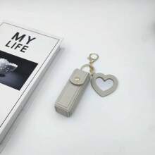 1pc Customizable Lipstick Holder, Can Customize Text, Name, Convenient Portable Lipstick Pouch With Creative Mini Mirror And Keychain, PU Leather, Suitable As Bridesmaid Gift, Birthday Gift, Grandma Gift, Anniversary Gift, Valentine's Gift, Mother's Day Gift, Best Friend Gift, Gift For Mom, Gift For Girlfriend, Gift For Her, Gift For Wife