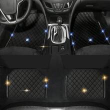 Bling Car Floor Mats, PVC Leather Anti-Slip Automative Floor Mats With Shining Diamond Rhinestone Crown, Sparkly Glitter Crystal Carpet, Universal Fit Automotive SUV, Sedan, Van, 4pcs For Girl Woman And Man - Black - View 1