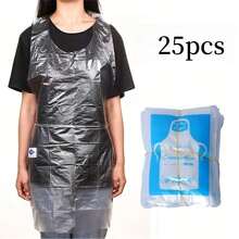 25pcs Adult Transparent Plastic Apron - Waterproof And Durable, Suitable For Cooking, Painting, And Picnicking, With Blue Straps, Simple Design, Waterproof Apron - Multicolor - View 7