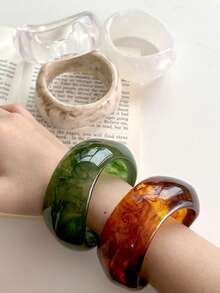 1-3 chiếc vòng tay nhựa kiểu retro bản rộng, phóng đại, họa tiết hình elip, nhuộm tie-dye dành cho nữ, phù hợp cho mặc hàng ngày, dạo phố, hẹn hò, kỳ nghỉ, tiệc tùng, phong cách Boho (Vui lòng kiểm tra kích thước cẩn thận trước khi đặt hàng, đường kính vòng tay 62-65mm, không chấp nhận đổi trả nếu chọn sai kích thước) - Nhiều màu - Xem 3