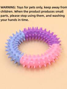 1pc,Color-Blocked Dog Chew Ring - Bite Resistant, Durable Rubber Puppy Teething Toy With Molar Spikes & Multi-Color Spikes - Anxiety Relief For Strong Chewers