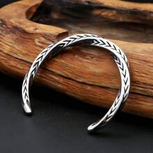 1pc Minimalist Vintage Stainless Steel Twisted Bangle, Suitable For Men And Women Daily Wear