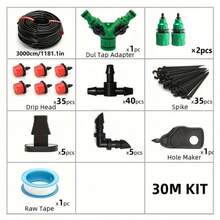 自动花园灌溉和浇水系统，蔬菜和花卉滴灌套件，可调节喷嘴，1/4 英寸 PVC 软管连接器适配器 - 多 - 查看 29