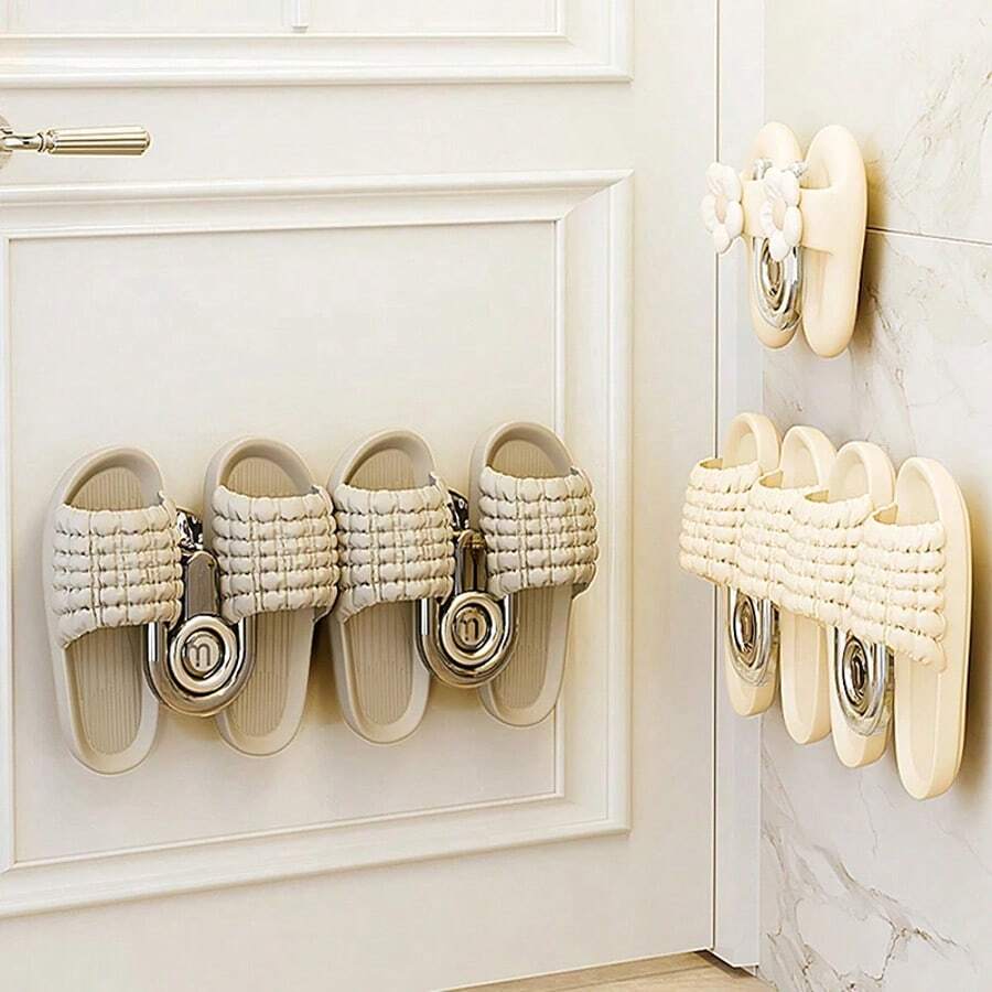 1pc Glacier Pattern Bathroom Slipper Rack Without Punching Leaching Hooks Wall-Mounted Slipper Rack Shelves Shoe Organizer Shenqi