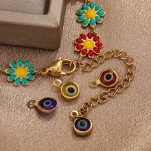 20 Pieces Of 304 Stainless Steel 18k Gold-Plated Enamel Teardrop-Shaped Pendants In Yellow, Red And Other Colours, Single-Hole Devil's Eye Pendants, Suitable For Women's Everyday Wear, Handmade Pendant Bracelet DIY Jewellery Accessories Pendants.