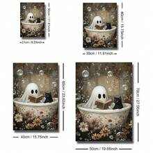 Set Of 2 Unframed Cute Ghost Cat Reading Book On Bathtub Halloween Wall Art Poster Canvas Print Spooky Gothic Dark Academia Bathroom Decor Painting For Apartment,Living Room,Toilet,Modern Home DecorationHalloween Decor Christmas Decoration Thanksgiving Wedding Home Decor Home Decor Fall Decor Autumn Decor Birthday Decorations For Gifts Party Supplies Indoor Holiday Festival Decor Wall Decor Halloween Ornaments - Multicolor - View 7