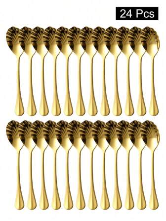 1/6/12/24 Pcs Stainless Steel Creative Color Champion Shell Spoon Ice Cream Scoop Ice Cream Scoop Ice Cream Scoop Stirring Coffee Spoon