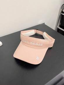 1 件女士纯色英文字母刺绣时尚休闲遮阳鸭舌帽，适合户外、跑步、旅行、购物和通勤