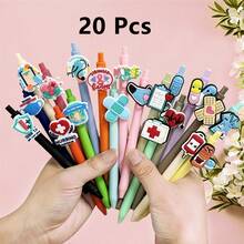 5/10/20 piezas Bolígrafos con temática de enfermera, accesorios de trabajo divertidos para enfermeras, set de bolígrafos de gel de tinta negra, regalo para asistentes de enfermería, enfermeras en práctica, enfermeras escolares, maestros de enfermería, futuras enfermeras, adecuado para útiles escolares y temporada de regreso a clases - Multicolor - Ver 13