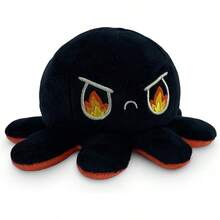 TeeTurtle - Reversible Octopus Plushie - Love + Hate - Cute Sensory Fidget Stuffed Animals That Show Your Mood - Valentine's Day!4 Inch - 憤怒紅+狂怒黑 - 查看 9