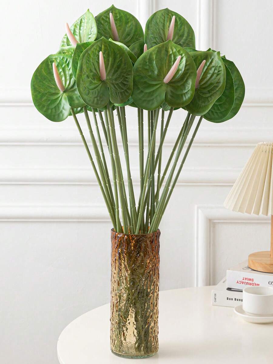 1pc/3pcs/5pcs Set, High-Quality Red Palm (Green), Soft PVC Material, Flexible Shape Easy To Store, Suitable For Home Decor, Office Decor, Party Decor, Desktop Decor, Vase Decor, DIY Flower Arrangement And More.
