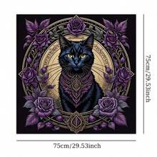 1pc Gothic Art Witchcraft Altar Cloth, Mysterious Tarot Mat, Wiccan Occult Tarot Table Cloth, Witch Supplies, Divination Game Mat - Purple - View 3