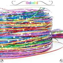 Hair Tinsel Kit With Tools 6Pcs 1200 Strands Pink Tinsel Hair Extensions Heat Resistant Fairy Glitter Hair Extensions Sparkling Shiny Hair Accessories For Girls Women Kids (Pink) - Colorful 6Pcs - View 2