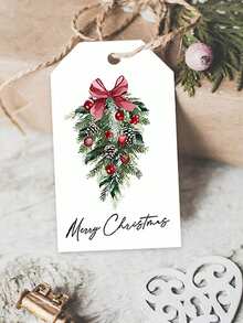 20 sztuk etykiet na prezenty w kształcie szyszek sosnowych na Boże Narodzenie - z 5-metrowym sznurkiem jutowym, wielosceniczne etykiety na szyszki sosnowe i kokardy - wiszące etykiety dekoracyjne na święta, dekoracja do pakowania prezentów i kart dekoracyjnych do pudełek | Idealne na święta Bożego Narodzenia, noworoczną dekorację prezentów