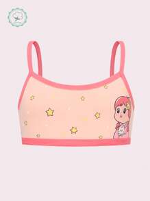 4pcs/Set Girls' Cotton Cartoon Print Camisoles Underwear Set